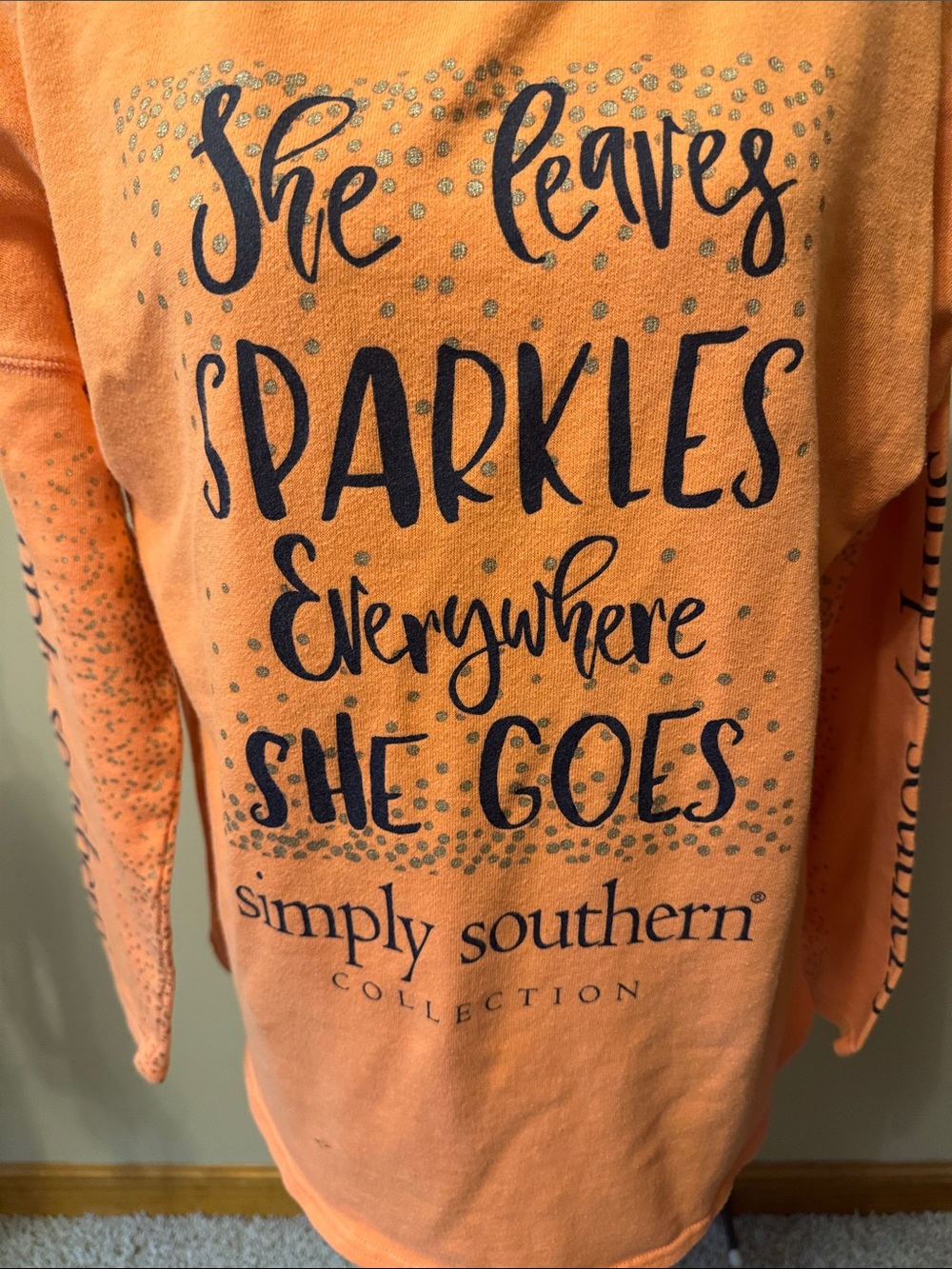 Simply Southern Orange Graphic Sparkle Long Sleeve Tee - Picture 2 of 6